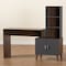 Baxton Studio Jaeger Modern Two-Tone Walnut Brown and Dark Grey Finished Wood Storage Desk with Shelves 182-11696-Zoro - alternate 5